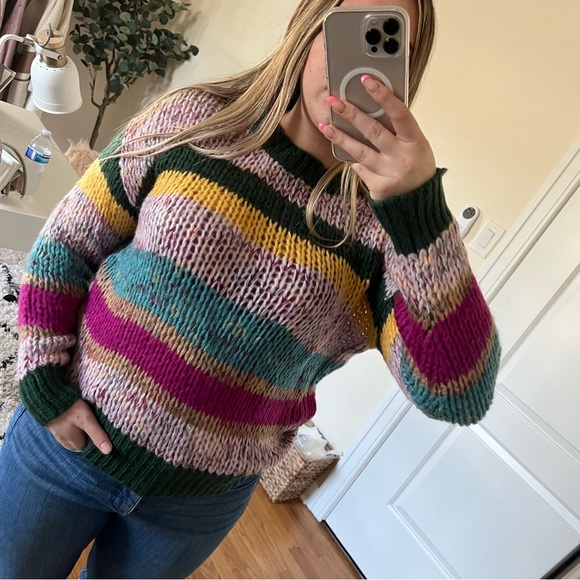 Revolve heart loom striped sweater. Size M. Could also fit a small IMO. - Picture 3 of 5
